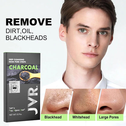Transform Your Skin with Mighty Deep Cleansing Nose Strips for Blackhead Removal - Charcoal & Witch Hazel, 10 Count